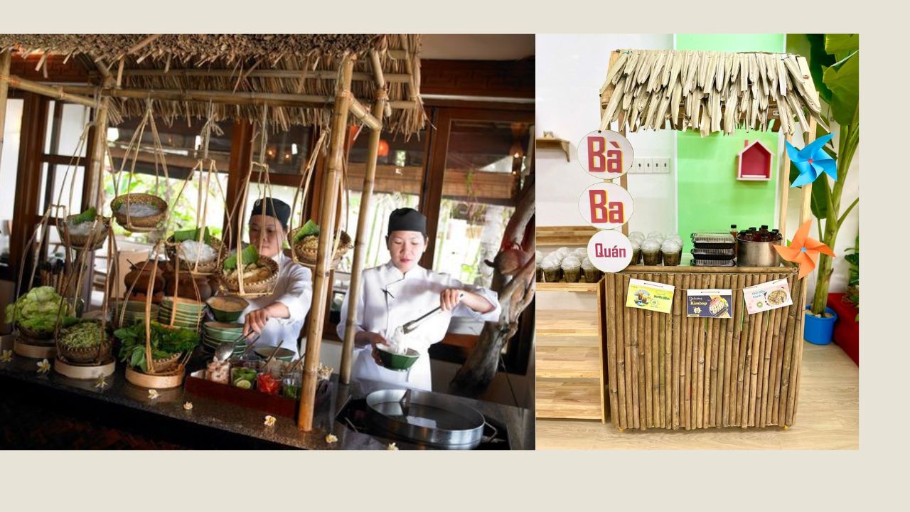 Mẫu gian hàng đồ ăn vặt, ẩm thực đồng quê
